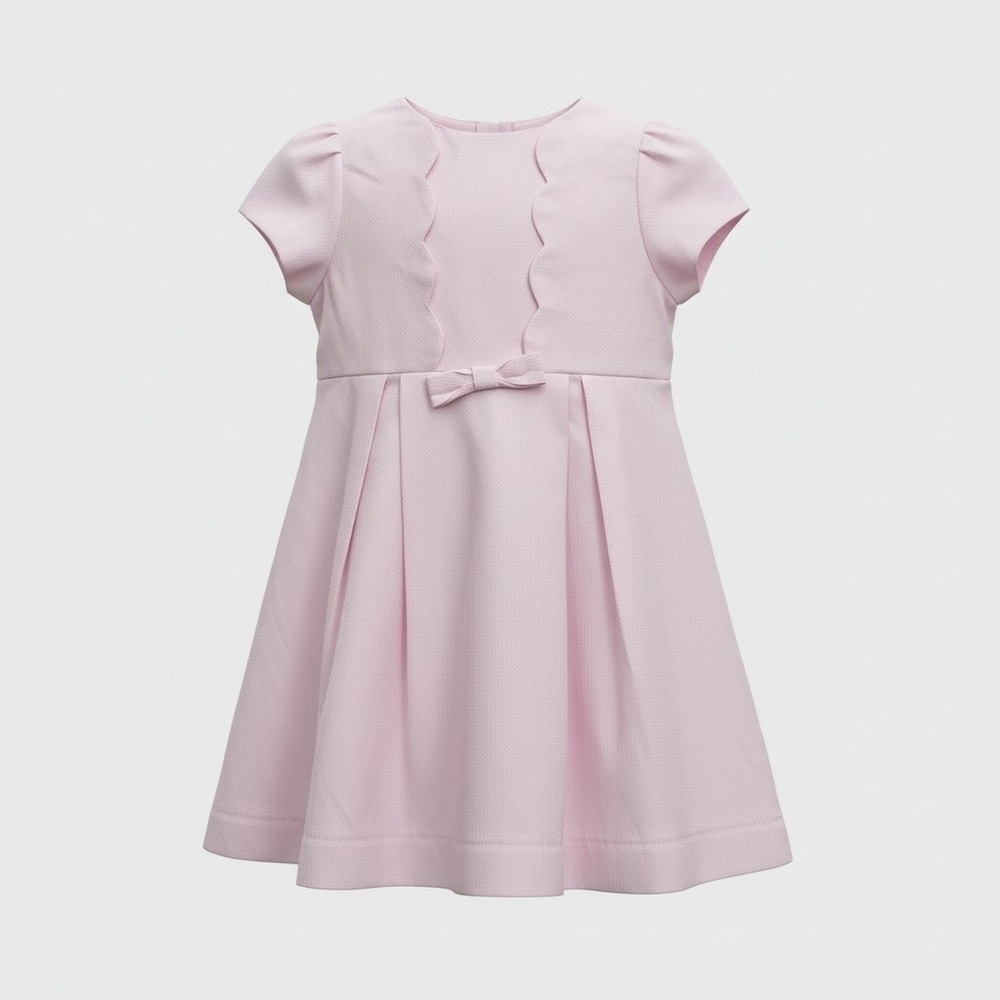 Carriage Boutique Toddler Girls Pink Pique Scalloped Bow Dress Size 2T